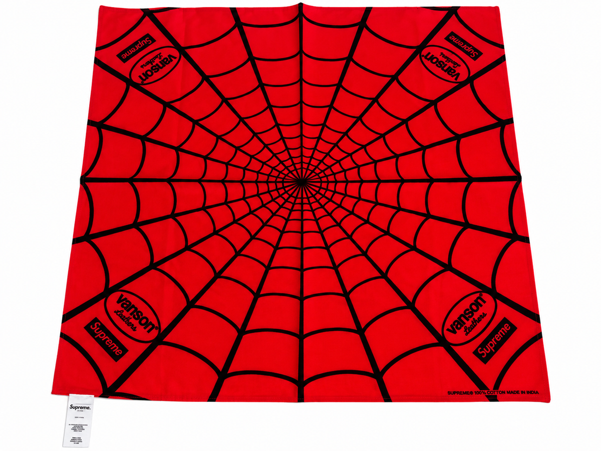 Supreme x Vanson Leathers Spider-Man Bandana Red — foto 2