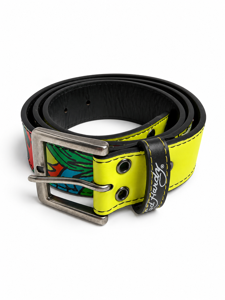 ED HARDY DRAGON LEATHER BELT