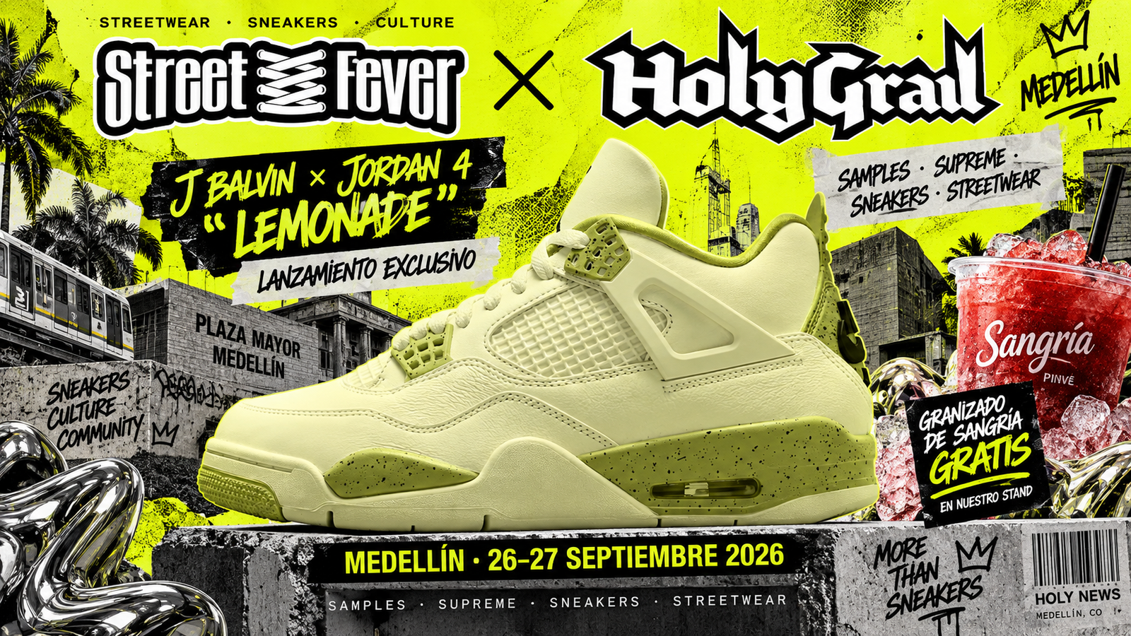 Holy Grail en Street Fever Medellín 2026 con sneakers exclusivos, samples, Supreme y streetwear