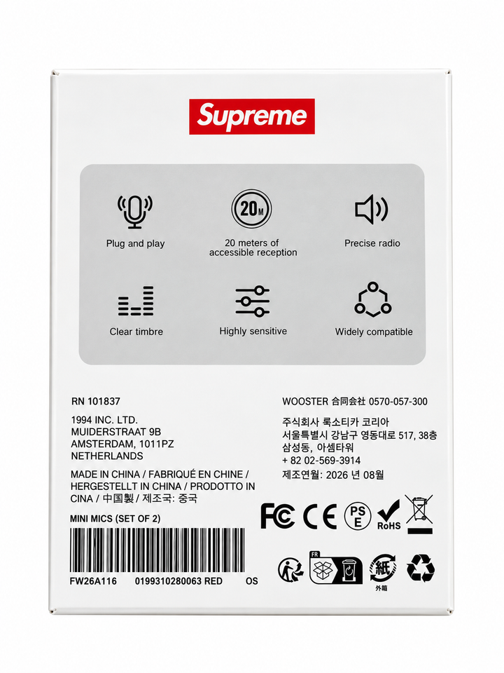 Supreme Mini Mics Set of 2 Red — foto 3
