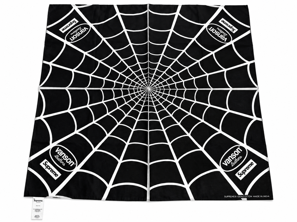 Supreme x Vanson Leathers Spider-Man Bandana Black — foto 3