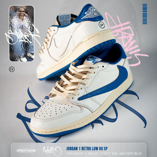 Jordan 1 Retro Low OG SP Fragment x Travis Scott "Sail/Military Blue" – Todo lo que Debes Saber