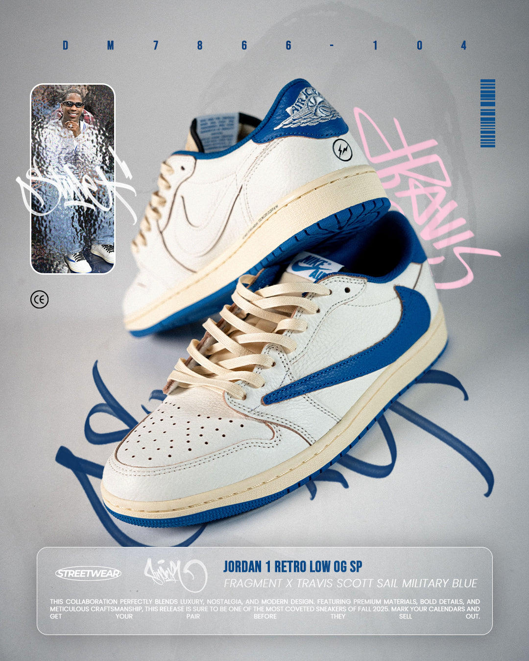 Jordan 1 Retro Low OG SP Fragment x Travis Scott "Sail/Military Blue" – Todo lo que Debes Saber