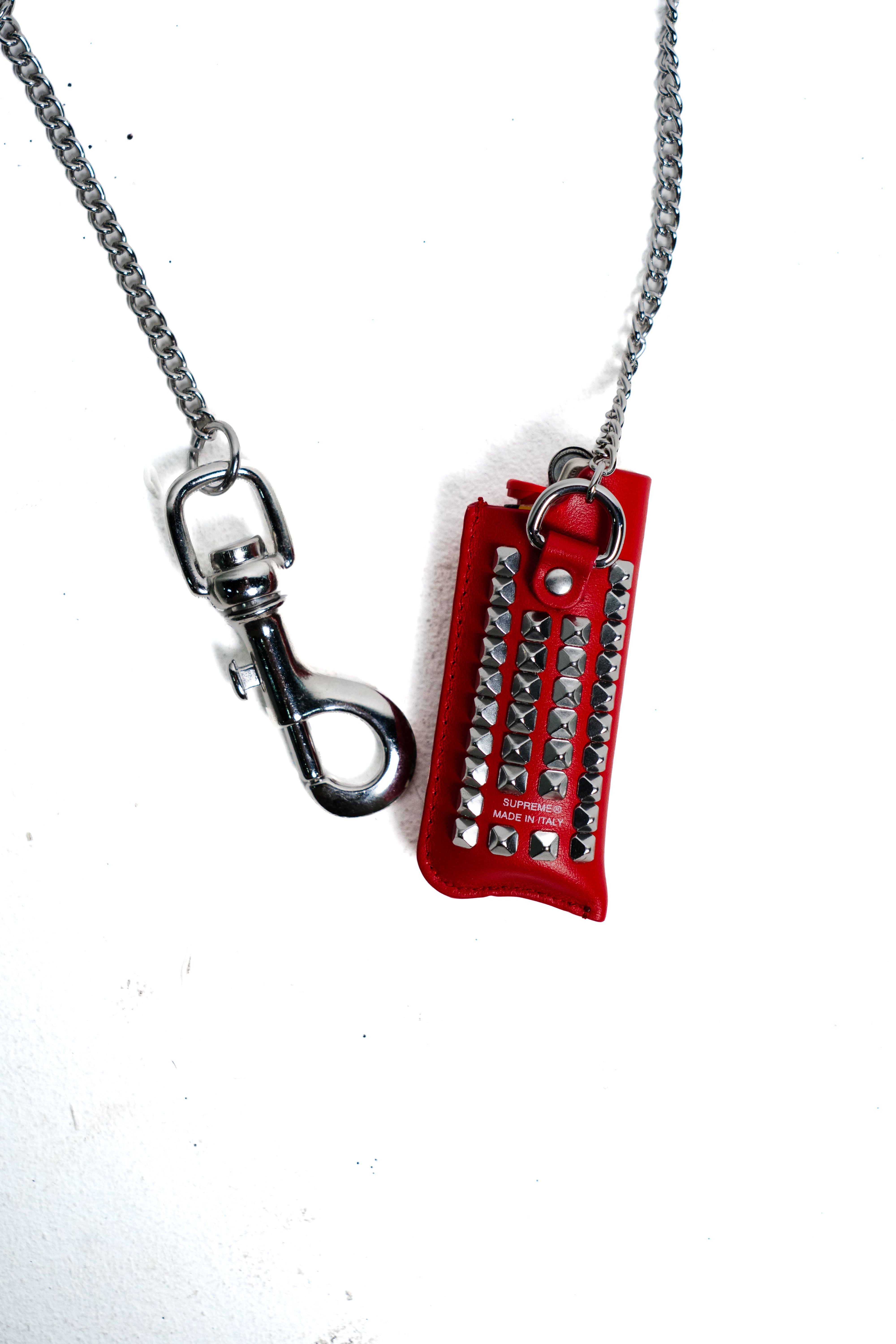 Supreme Studded Leather Lighter Holder Red