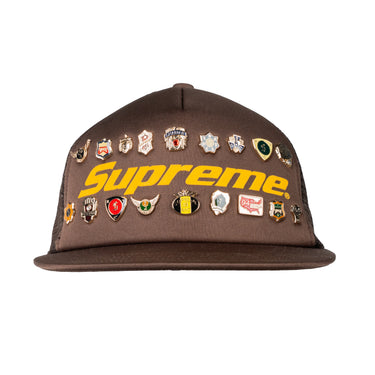 Supreme Pins Mesh Back 5 Panel Brown